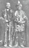 The last chief of the Kansa Indians, the man on the right was identified as Wah-shung-gah.