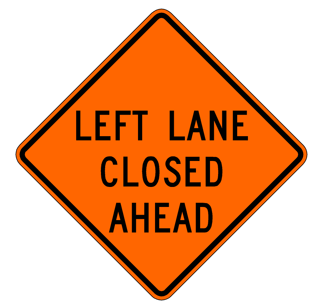 Lane closed ahead